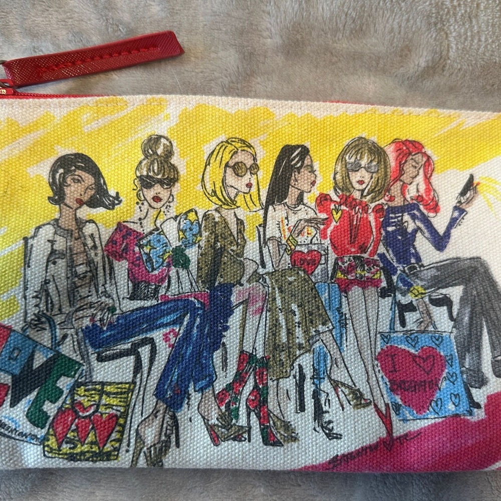 Brighton 2018 Fashionista Canvas Pouch Makeup Cosmetic Jewelry Zip Up Bag